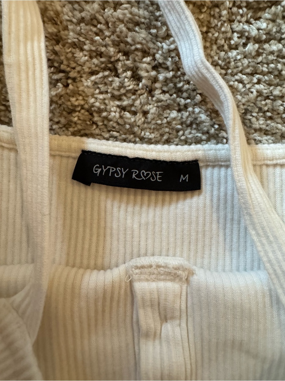 White Ribbed Button-Front Cropped Tank - Picture 2 of 2